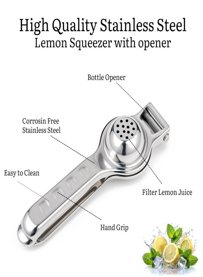 inKitch Lemon Squeezer Stainless Steel | 2-in-1 Tool with Bottle Opener | Heavy Duty Manual Lemon Crusher & Juice Extractor | Hand Press Lime Juicer for Large Lemons | Easy to Use & Clean - Image 3